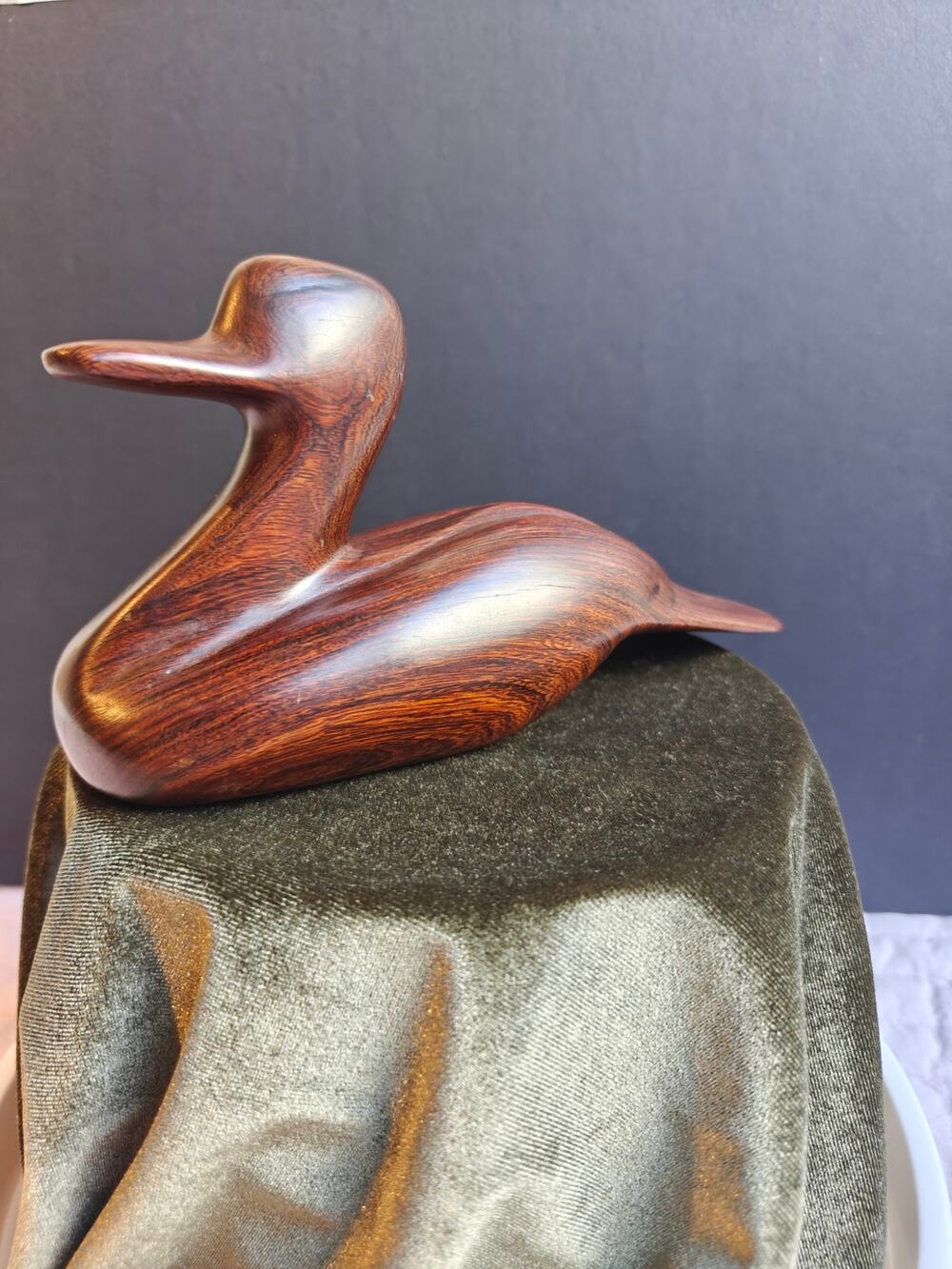 Vintage Hand Carved Solid Wood Duck Figurine Waterbird Decoy Sculpture